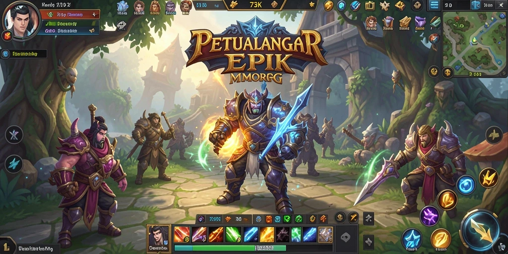 Tangkapan layar gameplay 73K menampilkan aksi pertempuran yang intens.