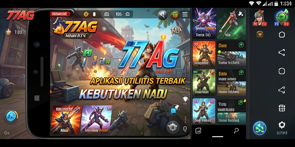Tampilan antarmuka utama aplikasi 77AG untuk utilitas sehari-hari.