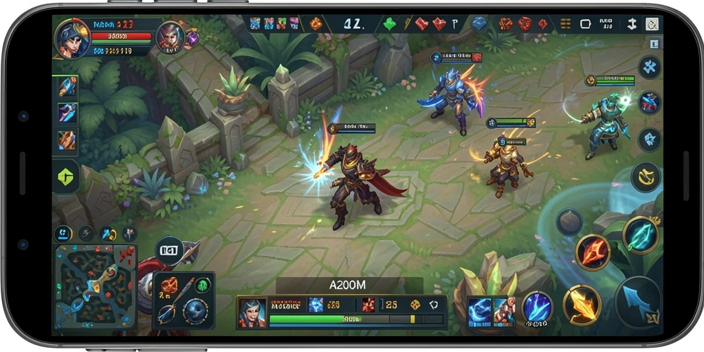 Tangkapan layar gameplay A200M menampilkan aksi pertempuran seru.