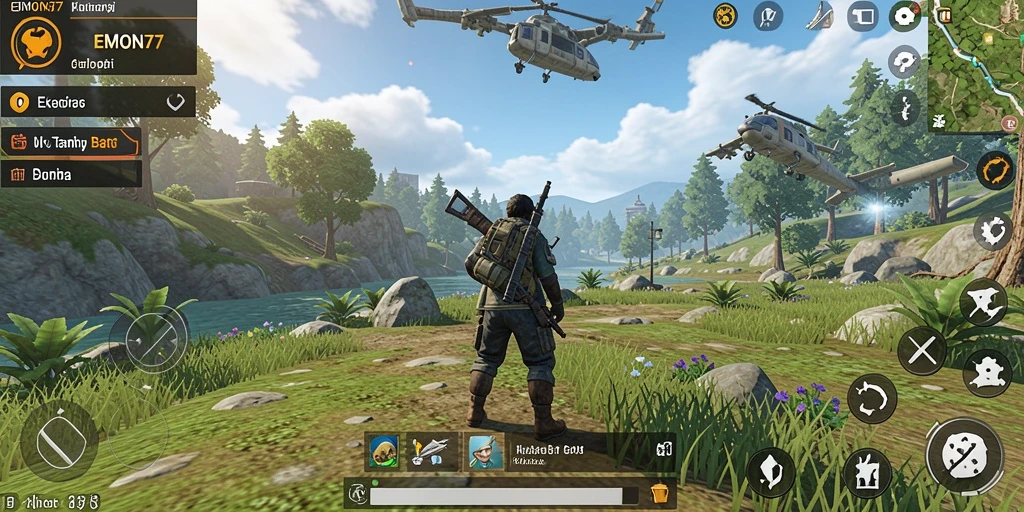 Tampilan menakjubkan dari gameplay EMON77 dalam eksplorasi dunia terbuka.