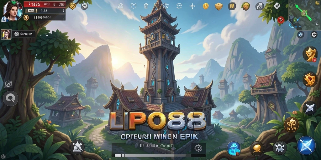 Tampilan gameplay seru di LPO88 dengan menara pertahanan yang kuat.