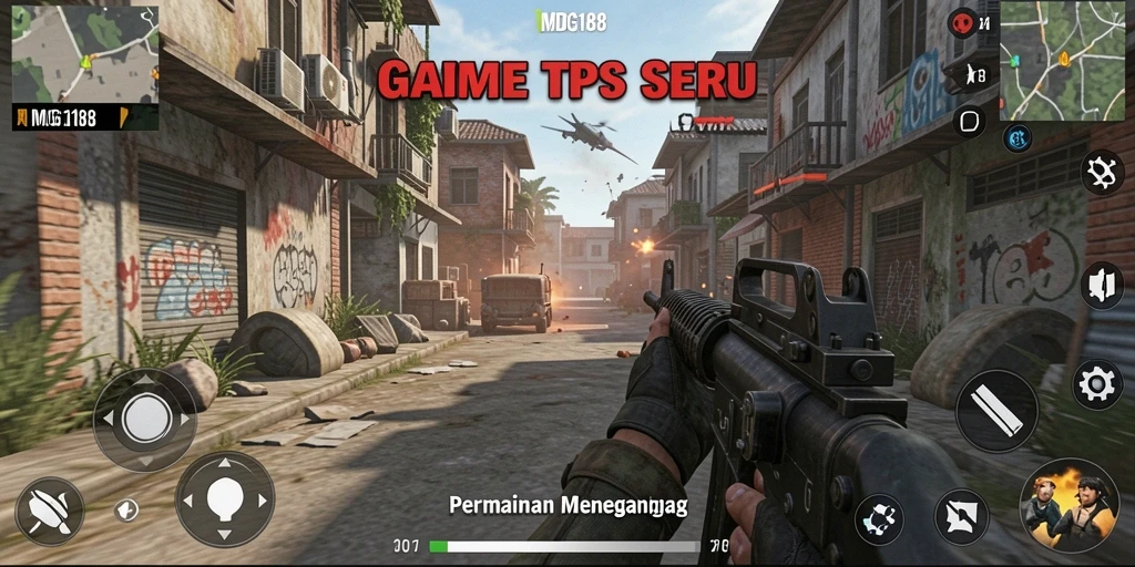 Tangkapan layar utama MDG188 menunjukkan aksi gameplay TPS yang menegangkan.