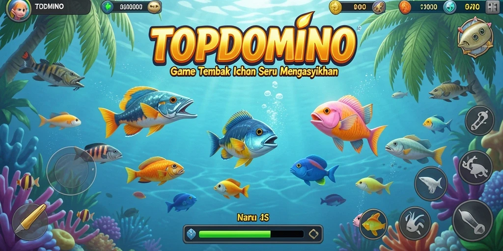 Gameplay seru Tembak Ikan di TOPDOMINO yang menarik.
